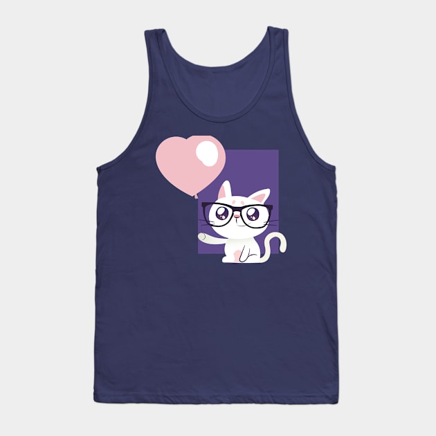 Cat with Balloon Tank Top by LR_Collections